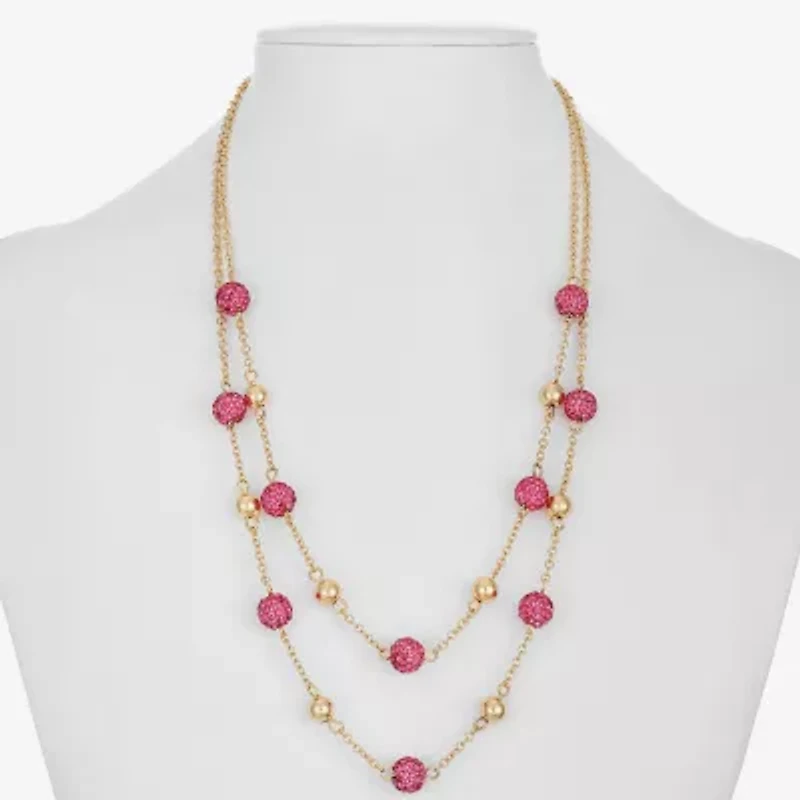 Monet Jewelry Womens Pink Glass 18 Inch Strand Necklace