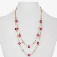 Monet Jewelry Womens Pink Glass 18 Inch Strand Necklace