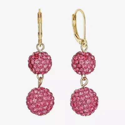 Monet Jewelry Womens Pink Glass Round Drop Earrings