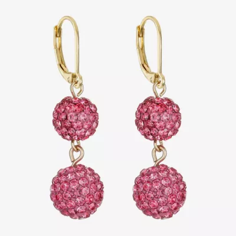 Monet Jewelry Womens Pink Glass Round Drop Earrings