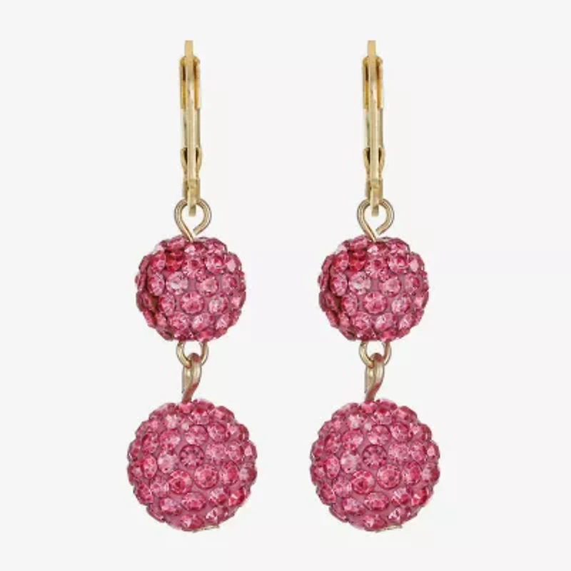 Monet Jewelry Womens Pink Glass Round Drop Earrings