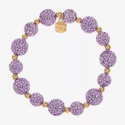 Monet Jewelry Womens Purple Glass Round Stretch Bracelet