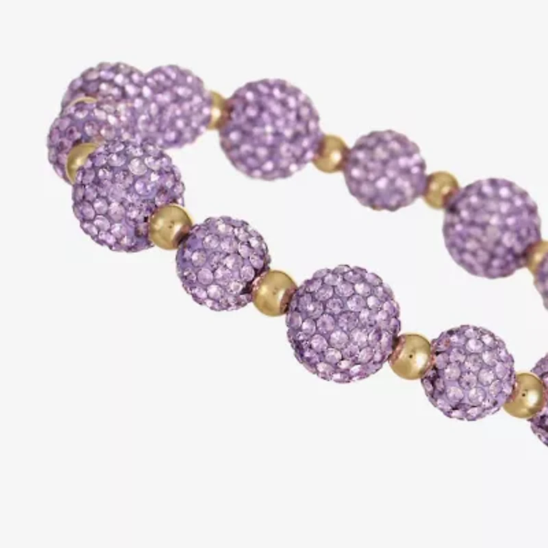 Monet Jewelry Womens Purple Glass Round Stretch Bracelet