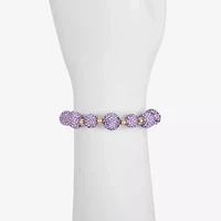 Monet Jewelry Womens Purple Glass Round Stretch Bracelet