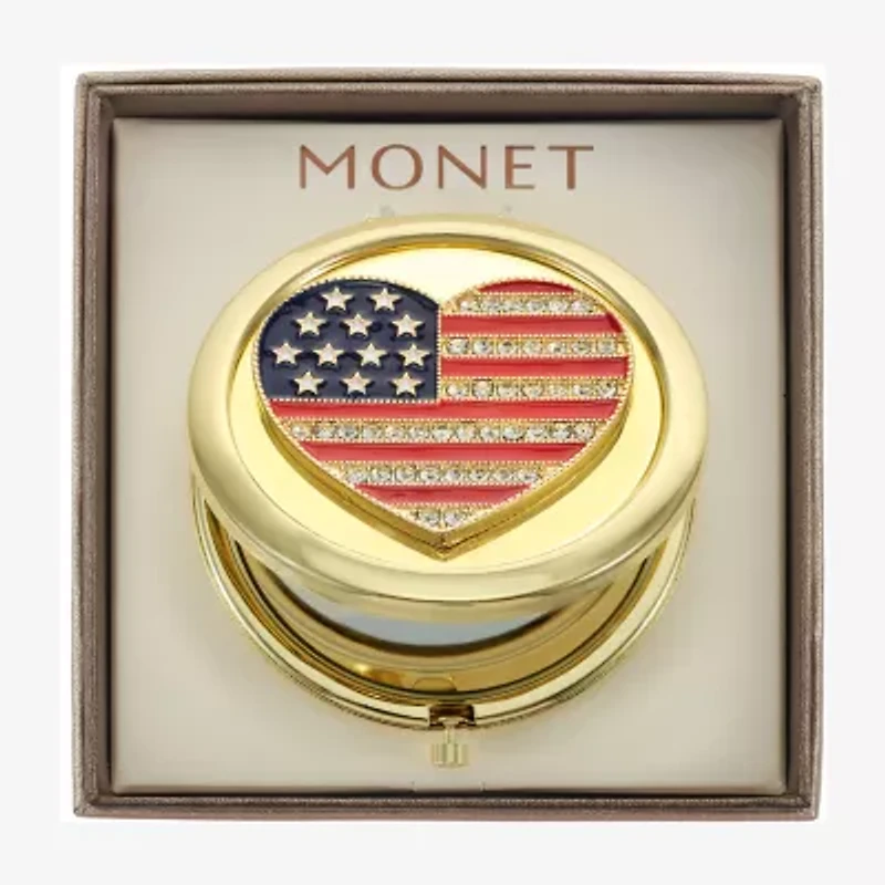 Monet Jewelry Gold Tone Heart Compact Mirror