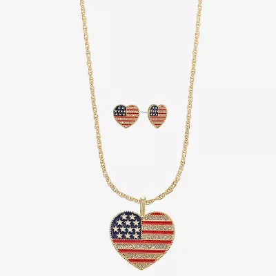 Monet Jewelry Womens Glass Heart 2-pc. Jewelry Set