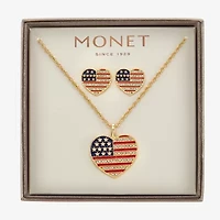 Monet Jewelry Womens Glass Heart 2-pc. Jewelry Set