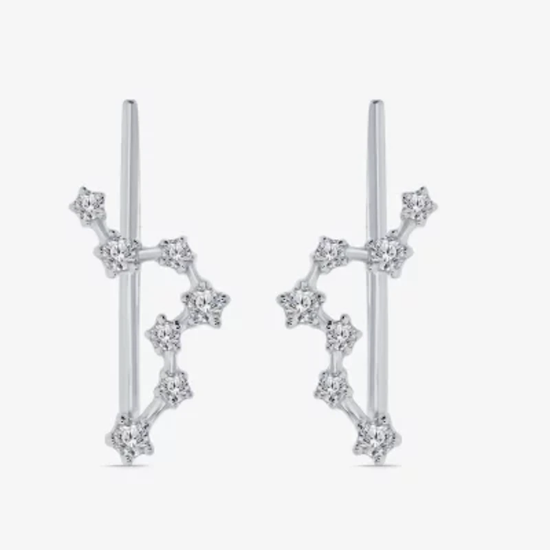 Limited Quantities! Womens 1/5 CT. Natural White Diamond Sterling Silver Round Ear Climbers