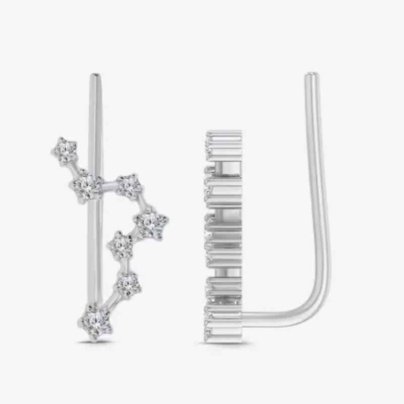 Limited Quantities! Womens 1/5 CT. Natural White Diamond Sterling Silver Round Ear Climbers