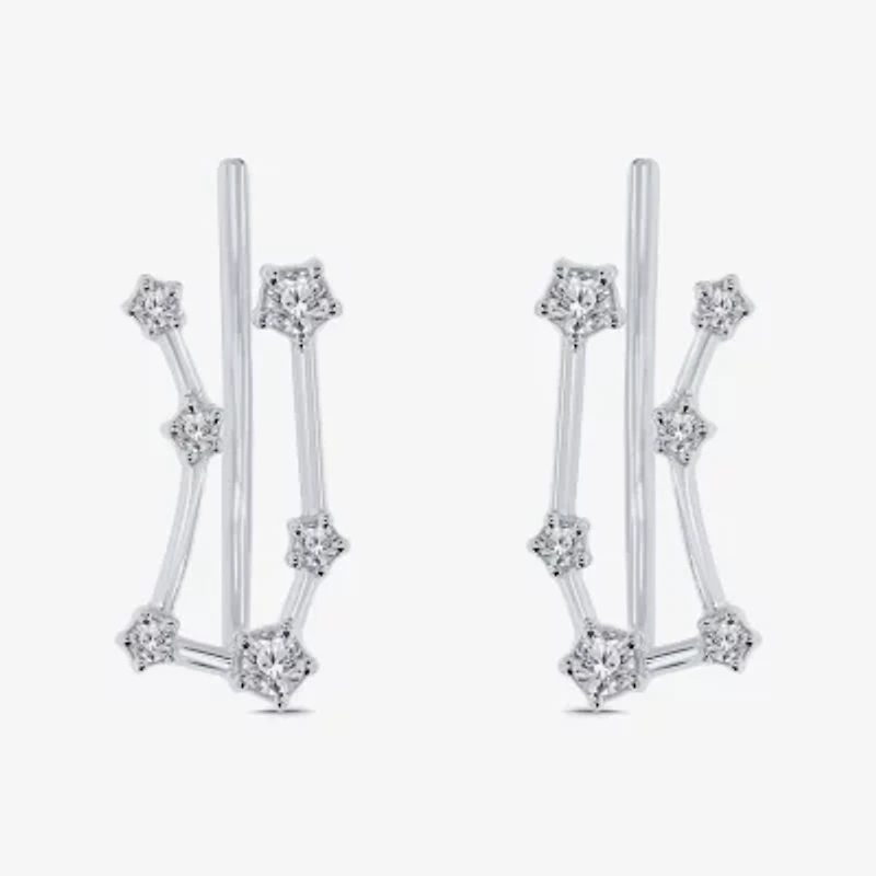 Limited Quantities! Womens 1/5 CT. Natural White Diamond Sterling Silver Round Ear Climbers