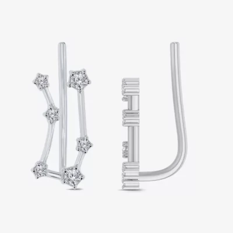 Limited Quantities! Womens 1/5 CT. Natural White Diamond Sterling Silver Round Ear Climbers