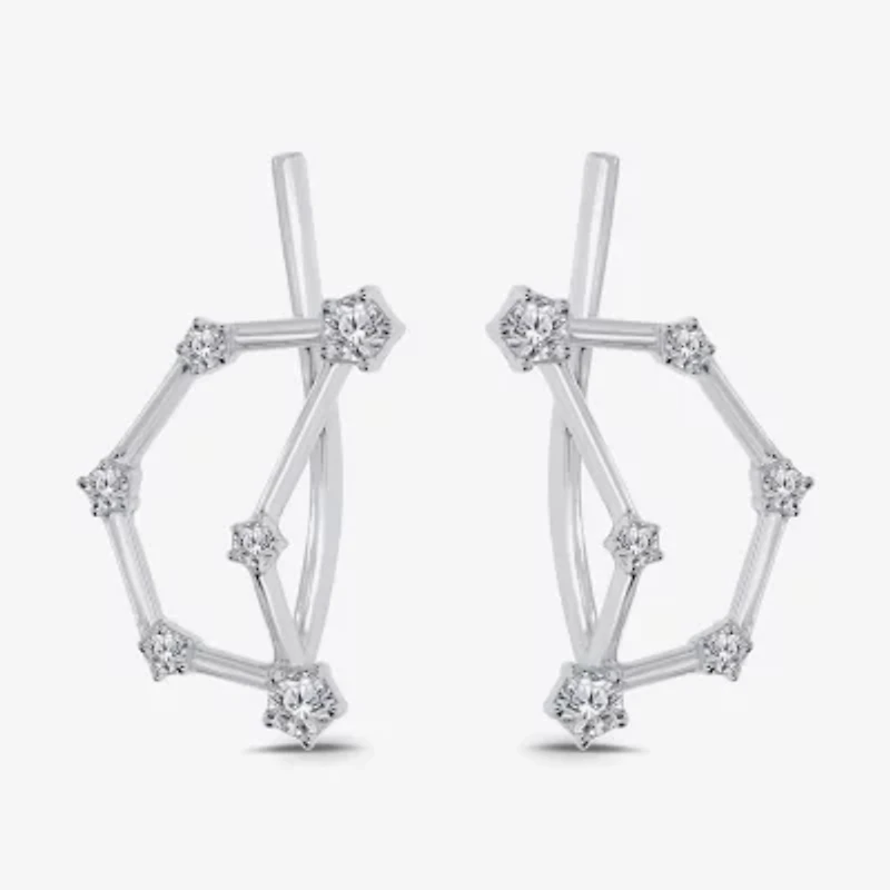 Limited Quantities! Womens 1/5 CT. Natural White Diamond Sterling Silver Round Ear Climbers
