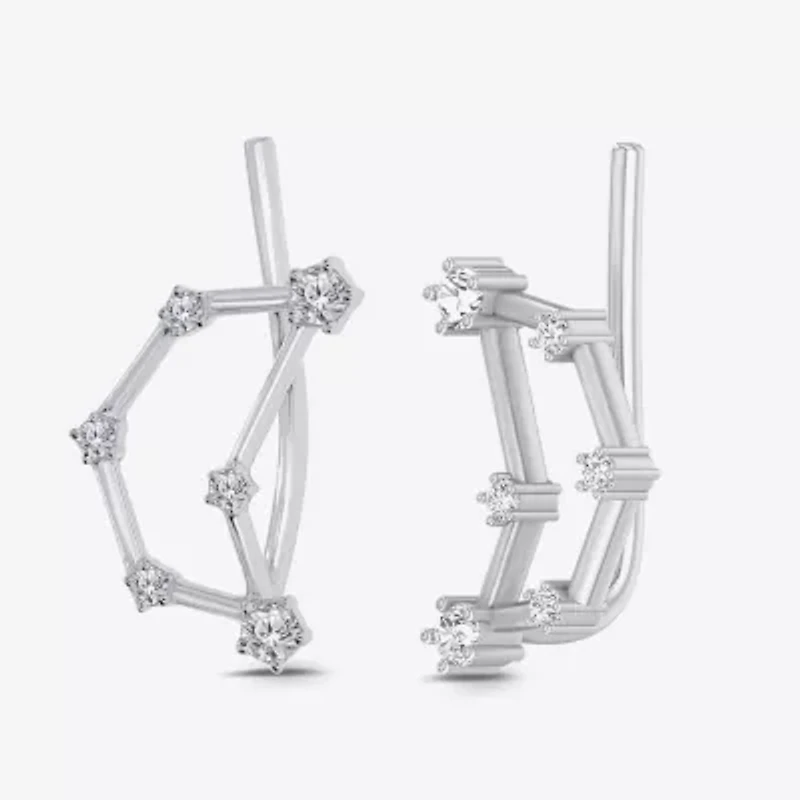 Limited Quantities! Womens 1/5 CT. Natural White Diamond Sterling Silver Round Ear Climbers