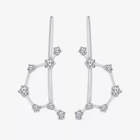 Limited Quantities! "Aquarius" Constellation Womens 1/5 CT. Natural White Diamond Sterling Silver Star Ear Climbers