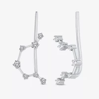 Limited Quantities! "Aquarius" Constellation Womens 1/5 CT. Natural White Diamond Sterling Silver Star Ear Climbers