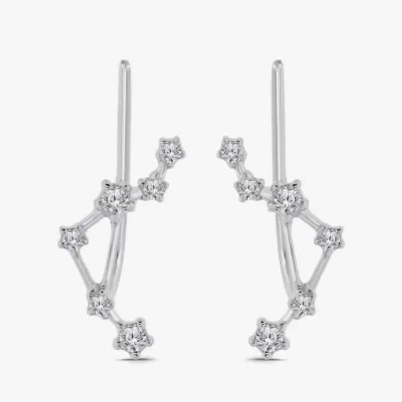 Limited Quantities! Womens 1/5 CT. Natural White Diamond Sterling Silver Round Ear Climbers