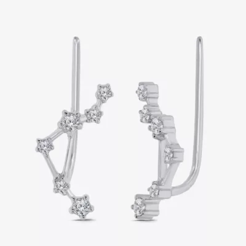 Limited Quantities! Womens 1/5 CT. Natural White Diamond Sterling Silver Round Ear Climbers