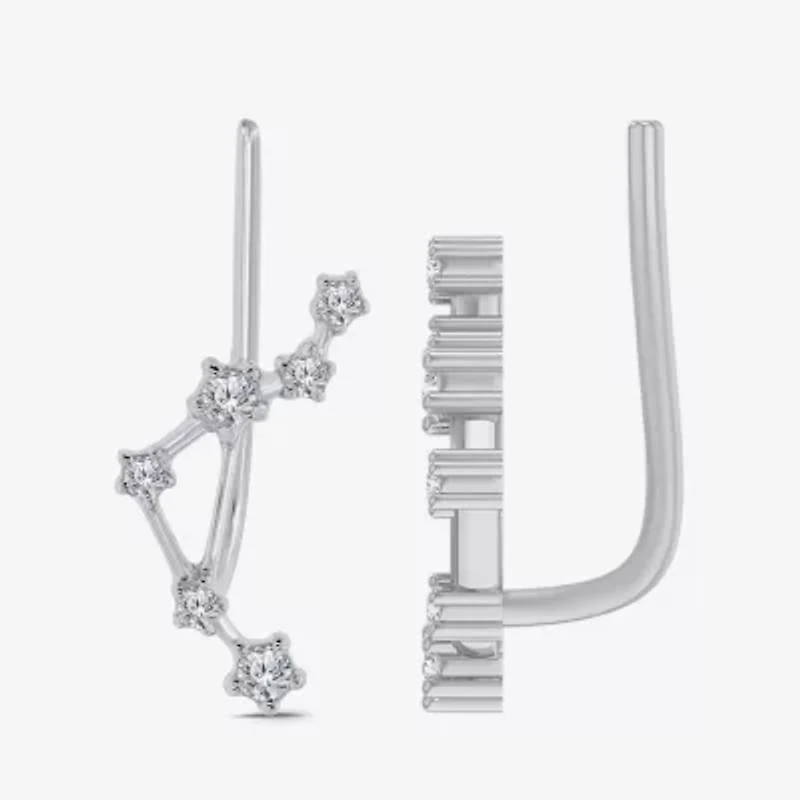 Limited Quantities! Womens 1/5 CT. Natural White Diamond Sterling Silver Round Ear Climbers