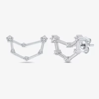 Limited Quantities! 1/5 CT. Natural White Diamond Sterling Silver 14.5mm Round Stud Earrings