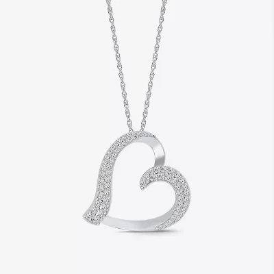 Limited Quantities! Womens 1/2 CT. T.W. Natural White Diamond Sterling Silver Heart 18 Inch Pendant Necklace