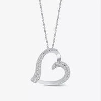 Limited Quantities! Womens 1/2 CT. T.W. Natural White Diamond Sterling Silver Heart 18 Inch Pendant Necklace