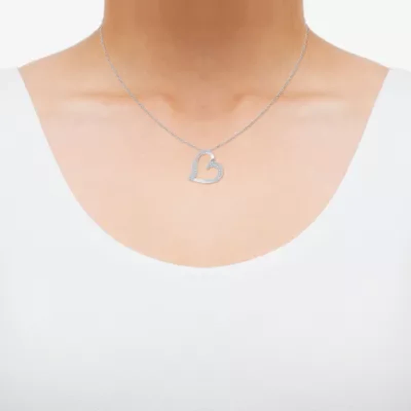 Limited Quantities! Womens 1/2 CT. T.W. Natural White Diamond Sterling Silver Heart 18 Inch Pendant Necklace