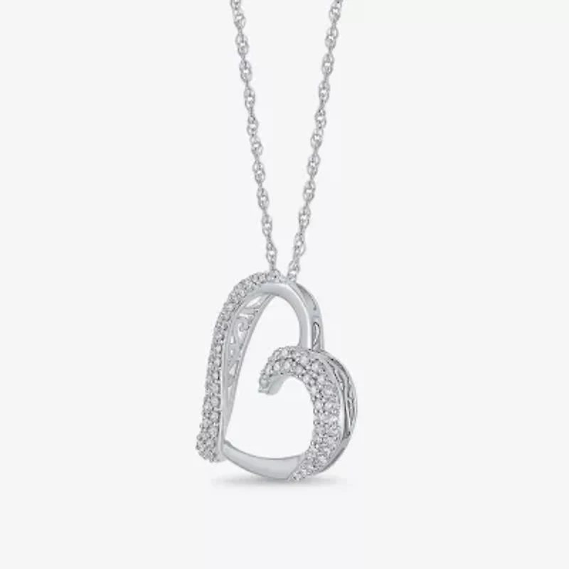 Limited Quantities! Womens 1/2 CT. T.W. Natural White Diamond Sterling Silver Heart 18 Inch Pendant Necklace