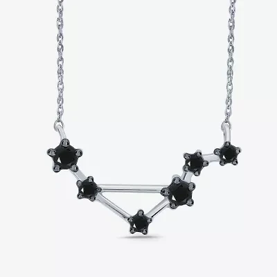 Midnight Black Limited Quantities! "Libra" Constellation Womens 1/5 CT. Natural Black Diamond Sterling Silver Star 18 Inch Pendant Necklace
