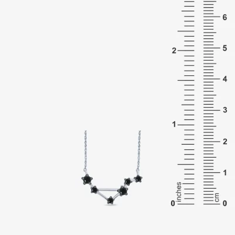Midnight Black Limited Quantities! "Libra" Constellation Womens 1/5 CT. Natural Black Diamond Sterling Silver Star 18 Inch Pendant Necklace