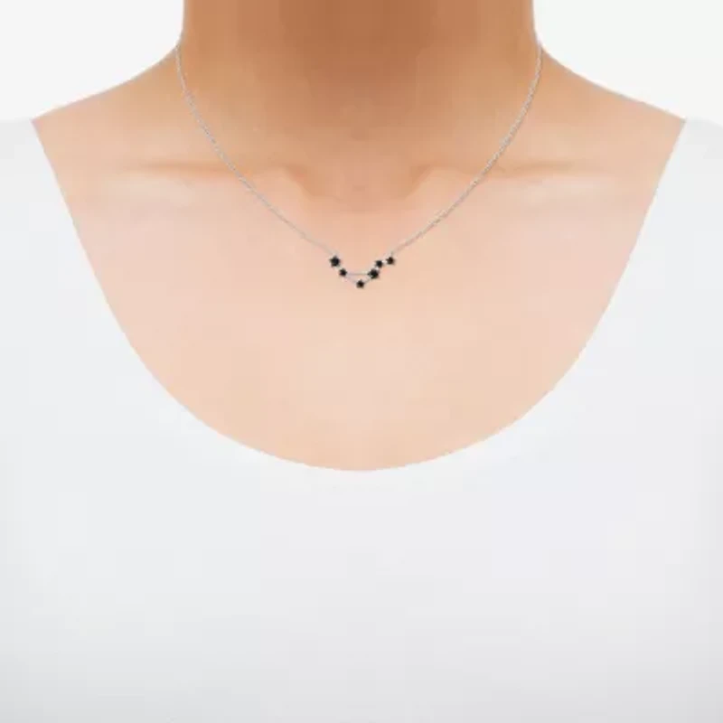 Midnight Black Limited Quantities! "Libra" Constellation Womens 1/5 CT. Natural Black Diamond Sterling Silver Star 18 Inch Pendant Necklace