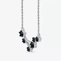 Midnight Black Limited Quantities! "Libra" Constellation Womens 1/5 CT. Natural Black Diamond Sterling Silver Star 18 Inch Pendant Necklace