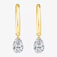(F/Si1) Womens 1 CT. T.W. Lab Grown White Diamond 10K Gold Pear Hoop Earrings
