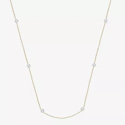 Floating Diamonds (F / Vs2) Womens 14K Gold Inch Cable Chain Necklace
