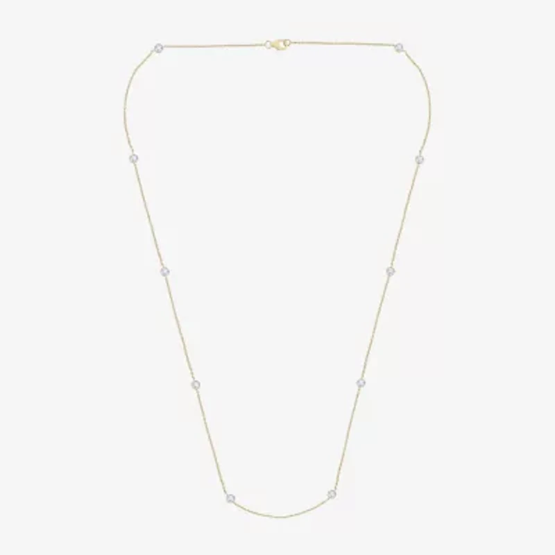 Floating Diamonds (F / Vs2) Womens 14K Gold Inch Cable Chain Necklace