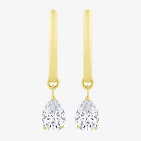 Floating Diamonds (F / Vs2) Womens 1 CT. T.W. Lab Grown White Diamond 14K Gold 23.3mm Pear Hoop Earrings