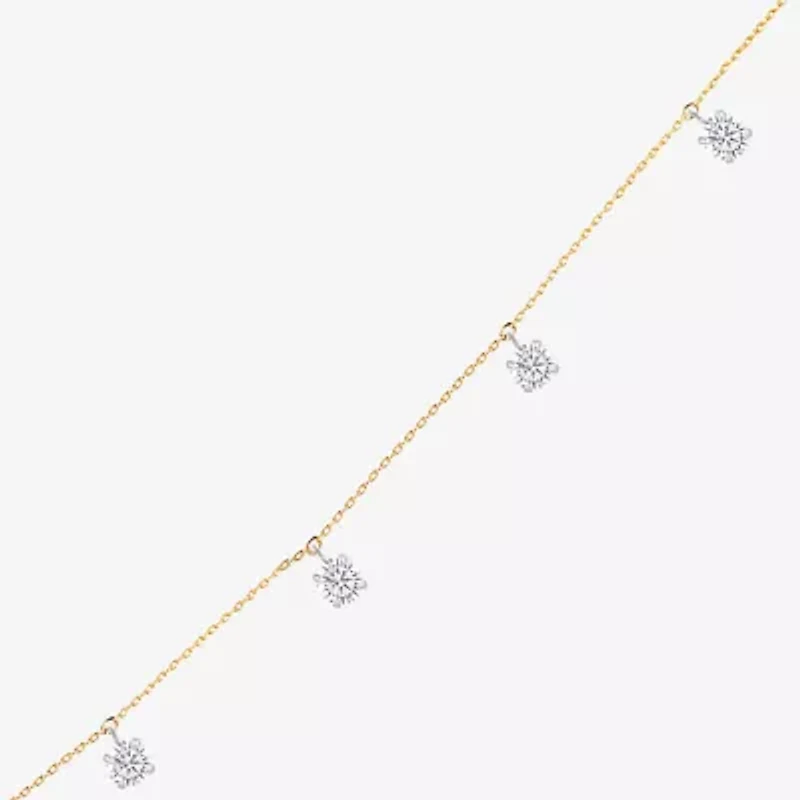 Floating Diamonds (F / Vs2) Womens 14K Gold 18 Inch Cable Chain Necklace