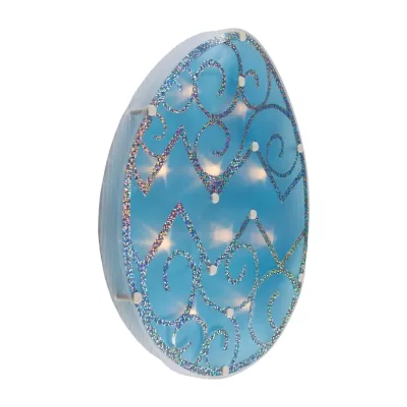 Northlight 12" Blue Lighted Egg Window Easter Window Decor