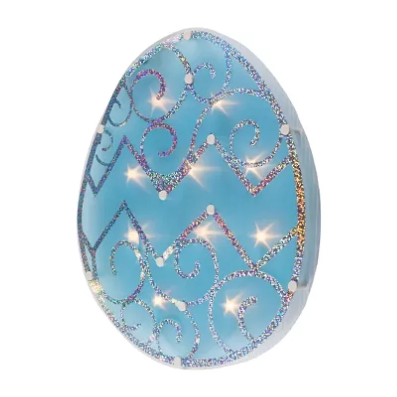 Northlight 12" Blue Lighted Egg Window Easter Window Decor