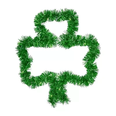 Northlight 25" Led Lighted Tinsel Shamrock Window Battery Operated St. Patricks Day Indoor Garland