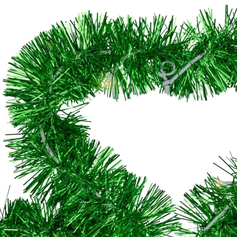 Northlight 25" Led Lighted Tinsel Shamrock Window Battery Operated St. Patricks Day Indoor Garland