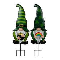 Northlight 28" Pot Of Gold And Rainbow Gnomes Outdoor St. Patricks Day Yard Art