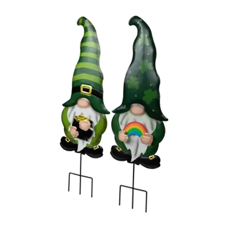 Northlight 28" Pot Of Gold And Rainbow Gnomes Outdoor St. Patricks Day Yard Art