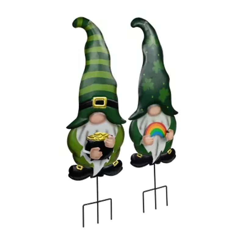 Northlight 28" Pot Of Gold And Rainbow Gnomes Outdoor St. Patricks Day Yard Art