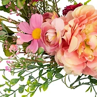 Northlight 16" Pink Bunny And Peony Mixed Floral Hanging Decor