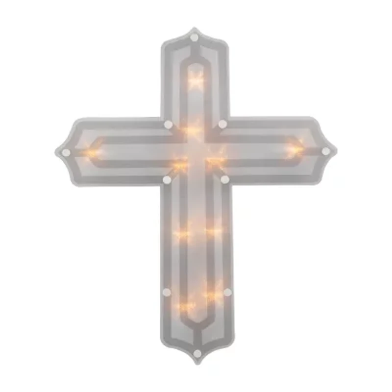 Northlight 14" Lighted Cross Window Easter Window Decor