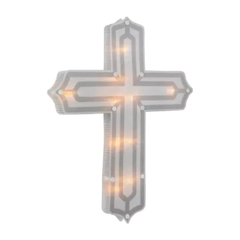 Northlight 14" Lighted Cross Window Easter Window Decor