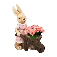 Northlight 19" Girl Rabbit Ceramic Outdoor Planters
