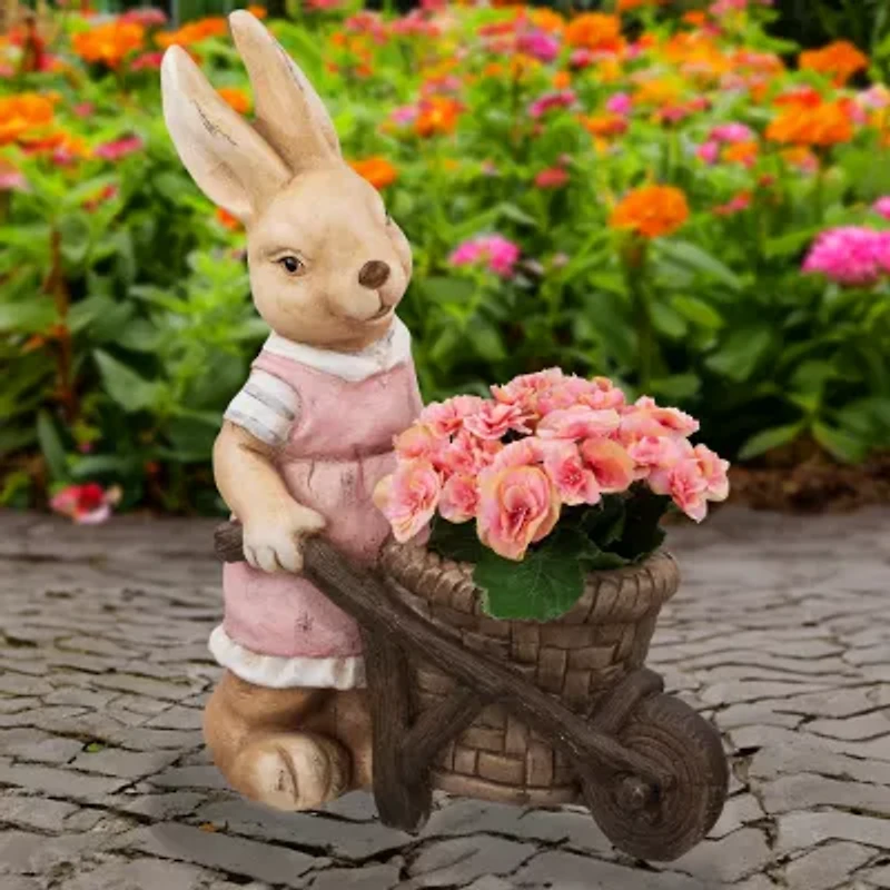 Northlight 19" Girl Rabbit Ceramic Outdoor Planters