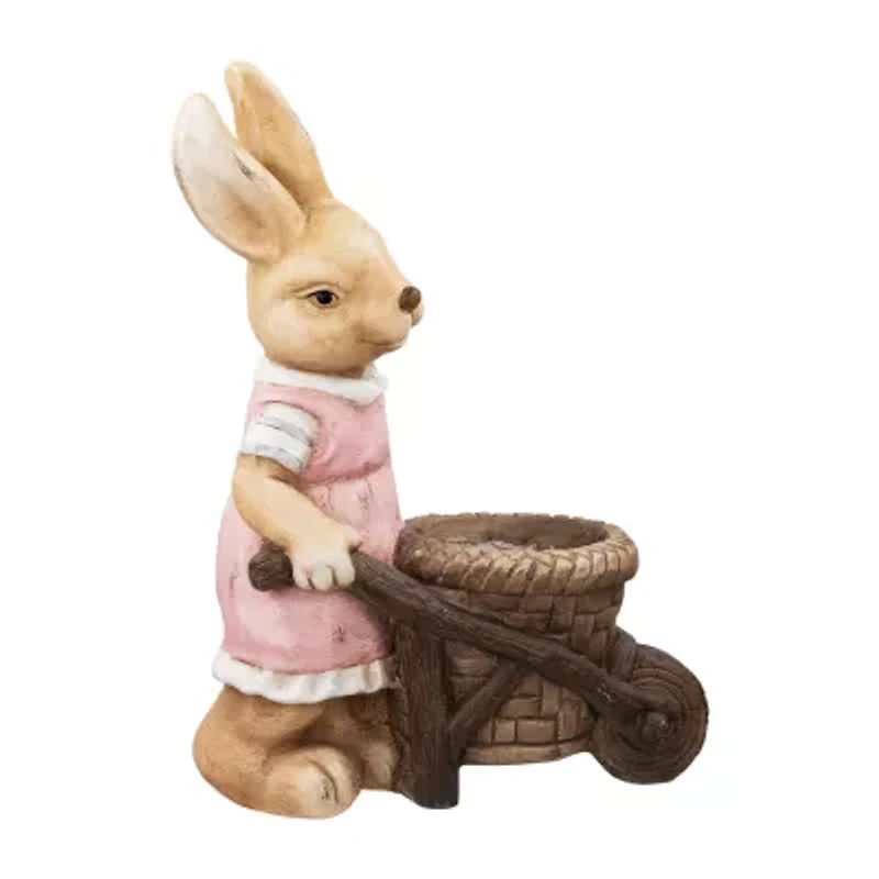 Northlight 19" Girl Rabbit Ceramic Outdoor Planters