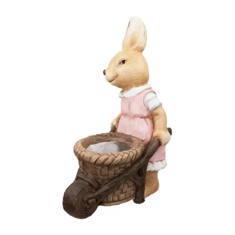 Northlight 19" Girl Rabbit Ceramic Outdoor Planters